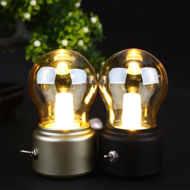 

Night Lights Year Led Bulb Classical Blowing Desk Lamp Decoration Light Retro USB Rechargeable Table