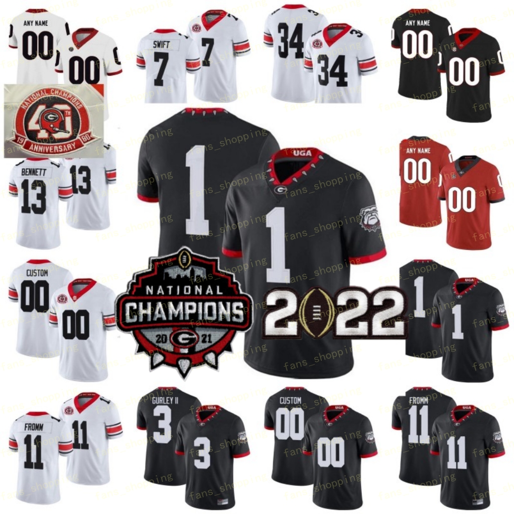 

2021 Champions Georgia Bulldogs Football Jersey Stetson Bennett IV JT Daniels Kendall Milton Zamir White Brock Bowers Ladd McConkey J. Davis James Cook Kelee Ringo, As