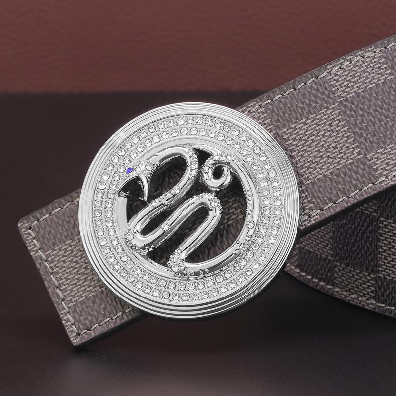 

Belts Zodiac Snake Belt Buckle Men Lucky Charm High Quality Genuine Leather Male Waistband Fashion Leisure Strap For Jeans 3.8CM, Black