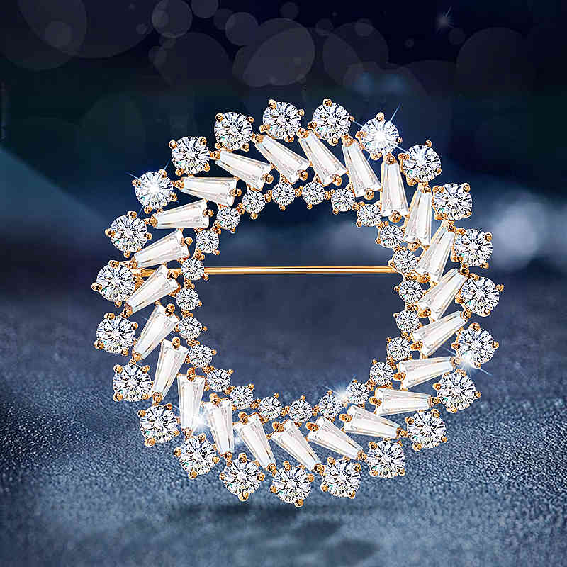 

Ant Angel Fashion Large Zircon Crystal Round Circle Brooch for Women Wedding Bridal Jewelry Collar Flower Pins and Brooches
