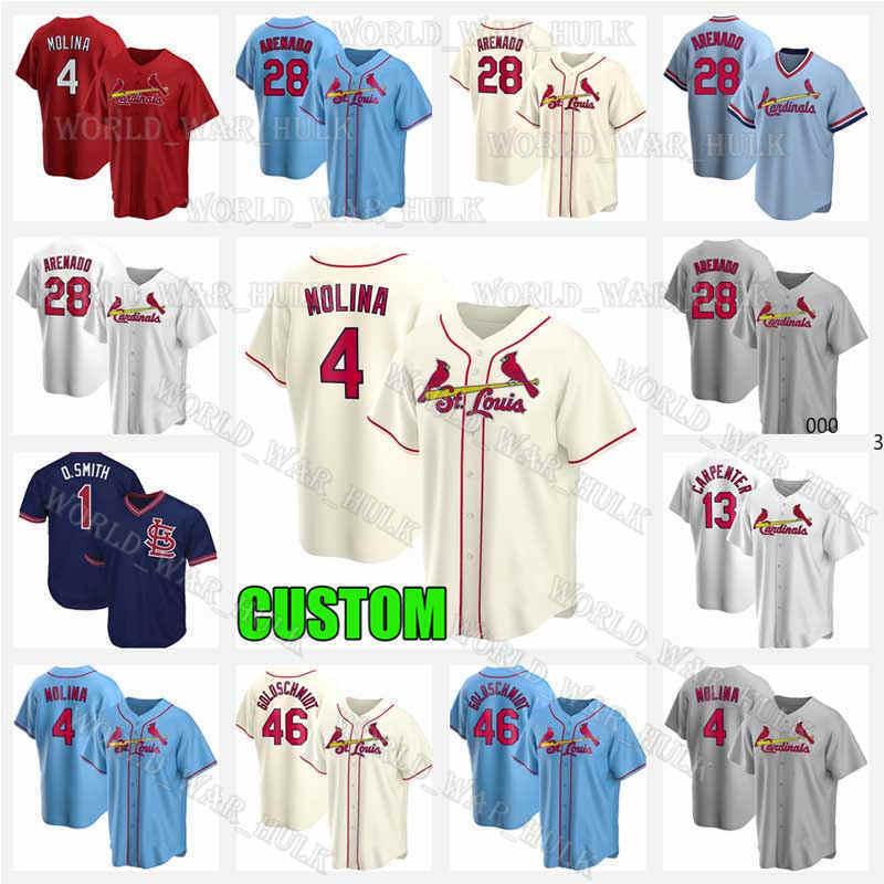 

4 George Springer Jersey 28 Nolan Arenado Custom 23 Marcell Ozuna 6 Stan Musial St 46 Paul Goldschmidt Louis Yadier Molina Cardinal Jerseys, Women custom new cool base(hongque)