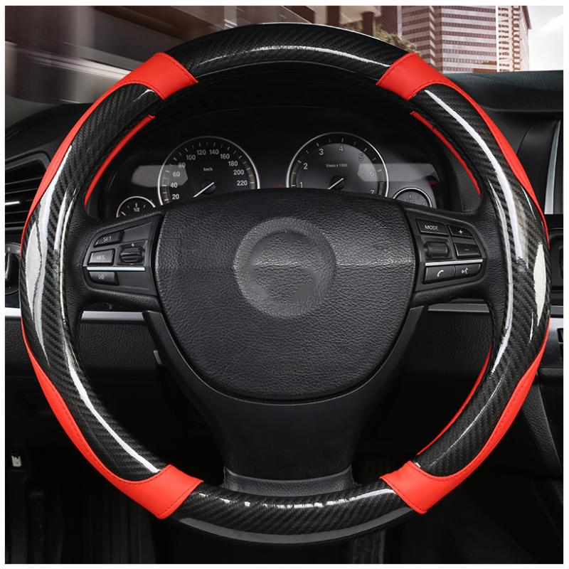 

Steering Wheel Covers Car Shell Skidproof Korean Version Of Color Leather Carbon Fiber Auto Protector
