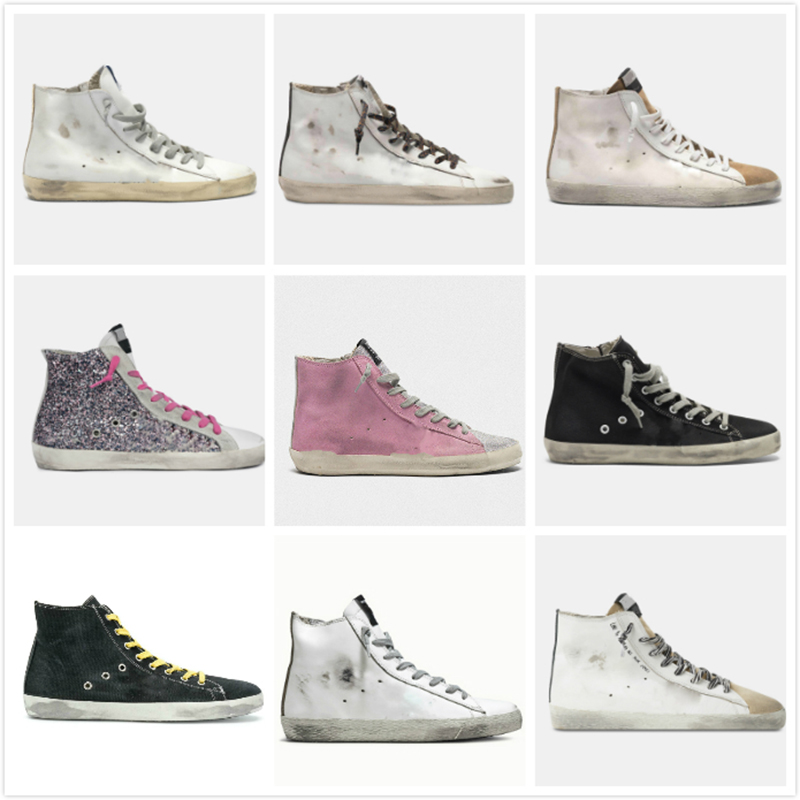 

Italy Golden Francy High top Sneakers luxury Man Women Casual Shoe Classic White Do-old Dirty Gooses Designer, Star1 white star