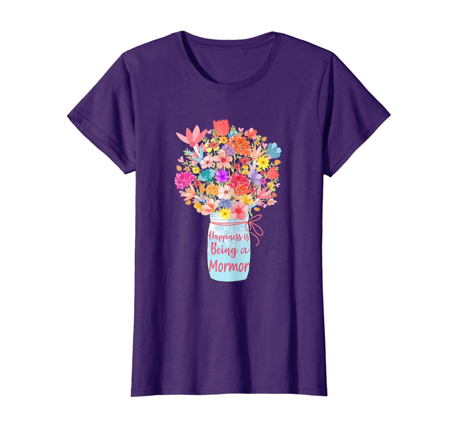 

Womens Happiness Is Being A Mormor Flower Danish Swedish Grandma T-Shirt, White;black