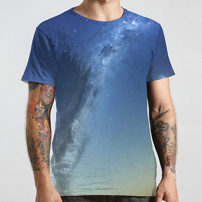 Men's Unisex Tee T shirt 3D Print Galaxy Graphic Prints Plus Size Round Neck Casual Daily Print Short Sleeve Tops Basic Designer Big and Tal