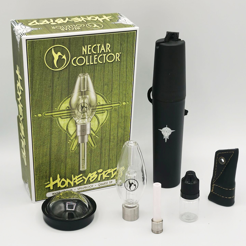 

2022 Honeybird Nectar Collector Kits with Titanium Ceramic Quartz Tip Mini Glass Pipe Oil Rig Dab Bong heat not burn kit