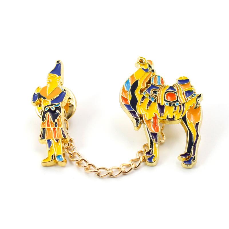 

Pins, Brooches HOSENG The Belt And Road Trading Gold Enamel Brooch Desert Camel Alloy Culture Gift Jewelry Pin HS_495