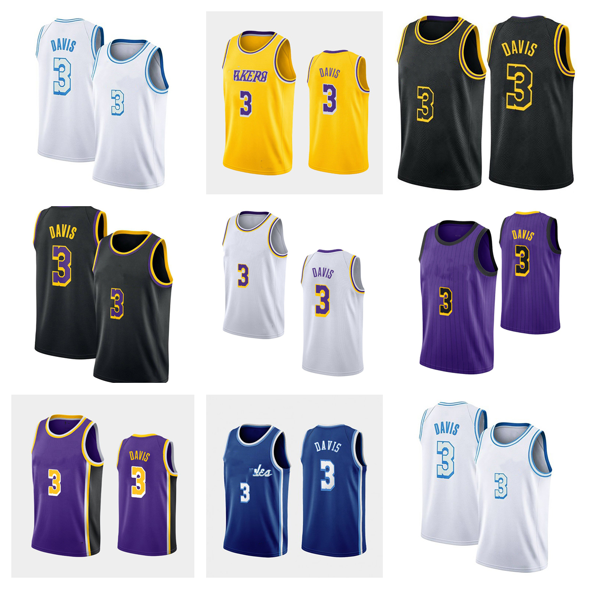 

2021-2022 High quality Stitched Basketball jersey 3 Anthony Davis, As