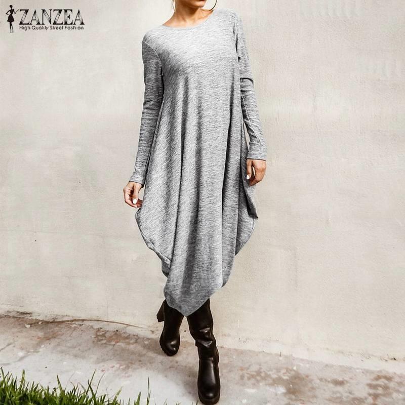 

asymmetrical women dress spring sundress cap sleeve stylish casual long midi vestido female solid robe femme plus size, Black;gray