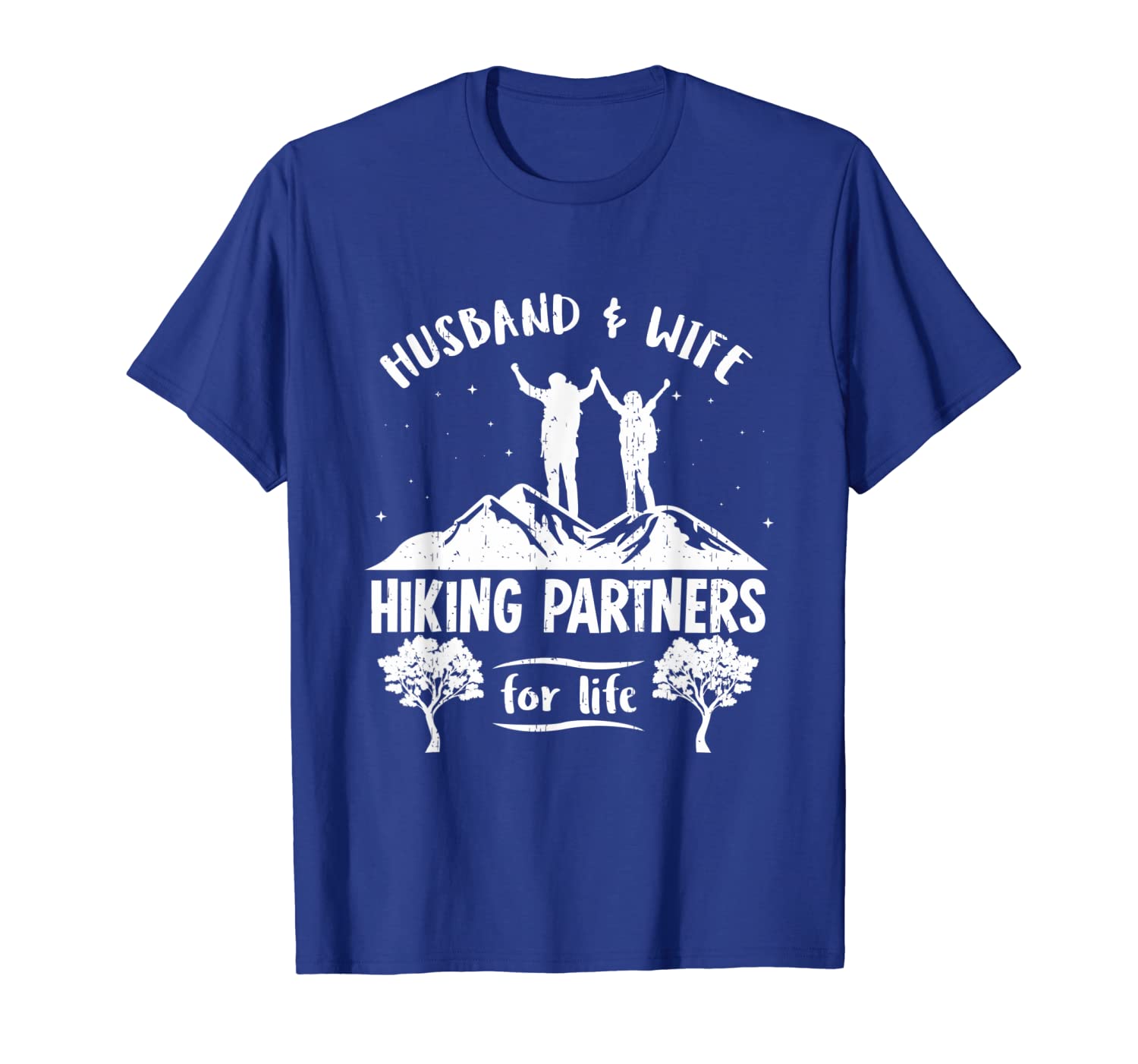 

husband and wife tshirt hiking partners for life t shirt, White;black