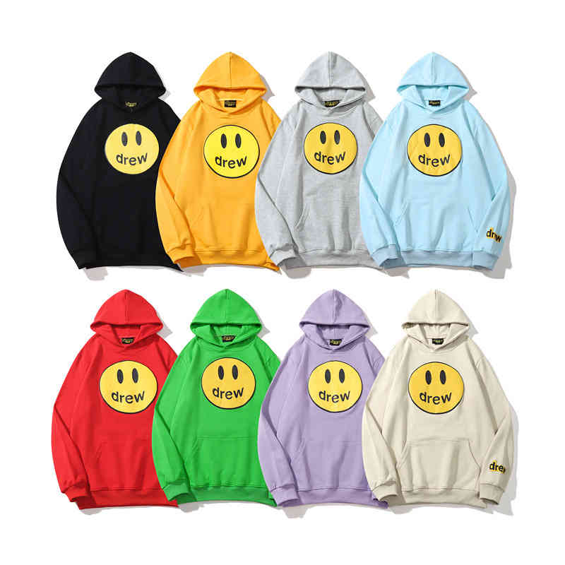 

New Fashion Unisex Casual Sweatshirt Drew Four Color Smiling Face Printing Street Style Loose