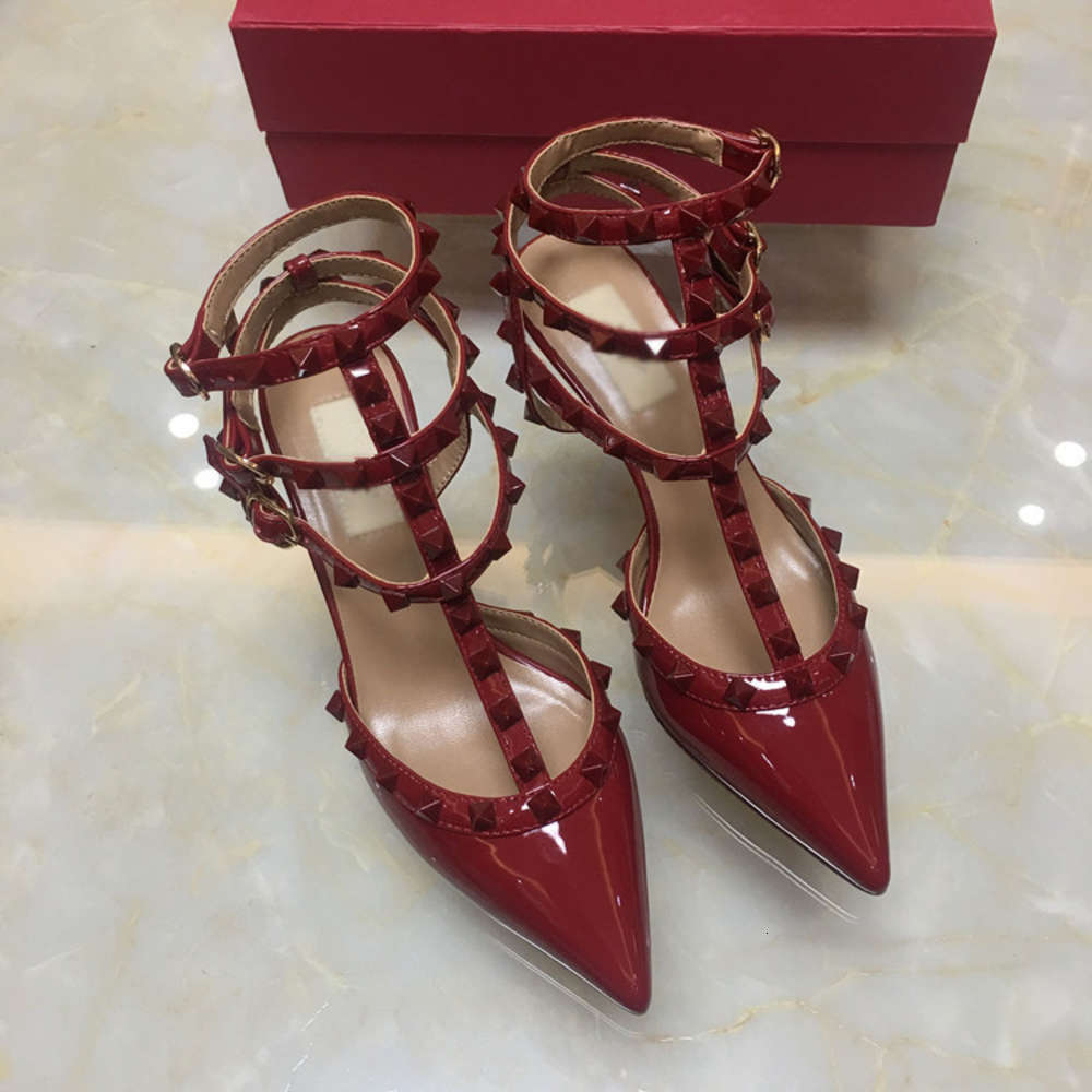 

women studs dress shoes party fashion rivets girls sexy rock pointed toe high heels buckle platform pumps wedding shoess, As pic 16