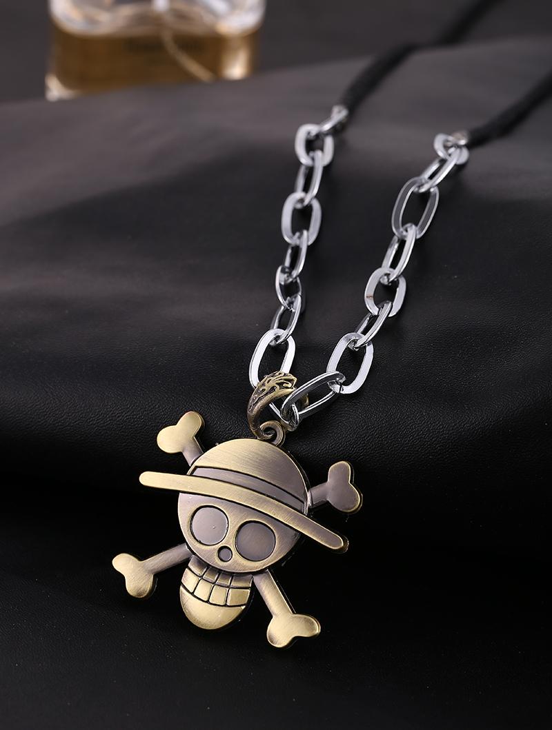 Pendant Necklaces Movie Jewelry Anime ONE PIECE Series Alloy Bronze Necklace Fans Fashion Brook Skeleton Link-image-697624484