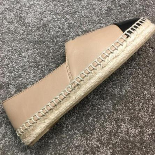 

Classical Top Quality Fisherman Shoes Luxury Brand Design Goat Leather Woman Espadrilles Slip On Loafers Comfortable ballet Flats original box, Black