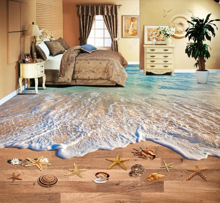 

Wallpapers Custom Large Flooring 3D Surf Beach Living Room Bedroom Kitchen Bathroom Decoration Painting Waterproof PVC Self Adhesive Floor, Same as photo