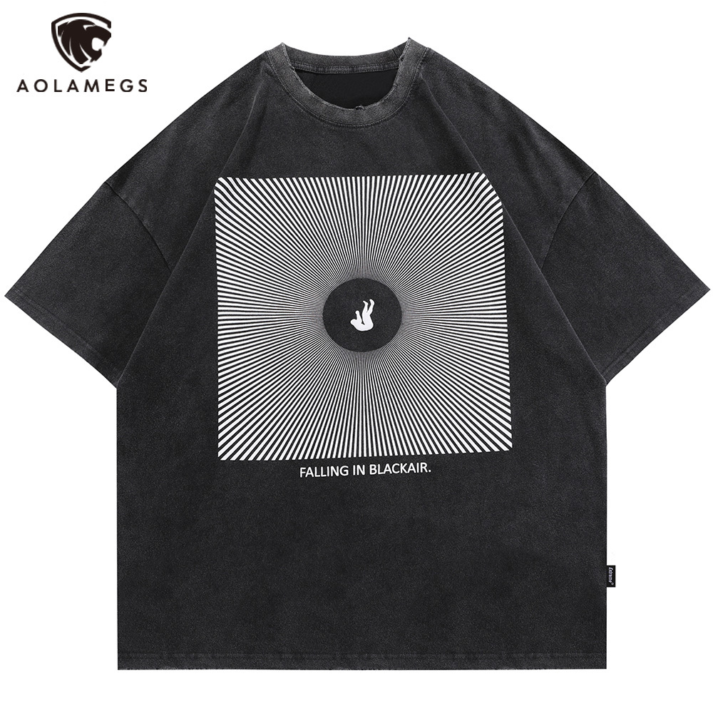 

Men's Polos Aolamegs men's T-shirts paisley's letter black impression male shirt oversized tops summers simple all the streetwear couple's games, White