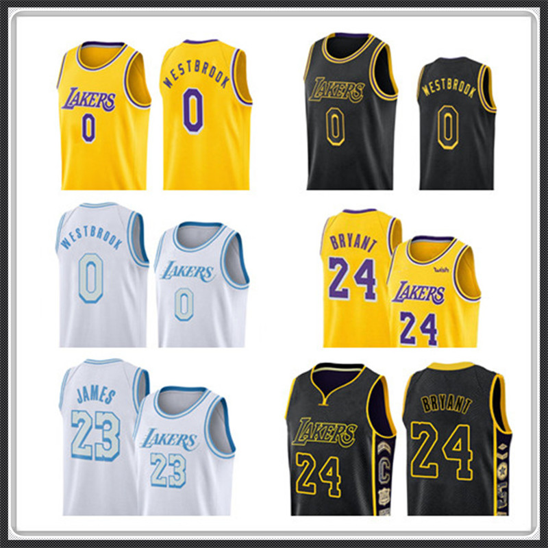 

LosAngelesLakersRussell 0 Westbrook Jersey 23 James Bryant Jerseys Basketball Black S-XXL 6666, Black;red