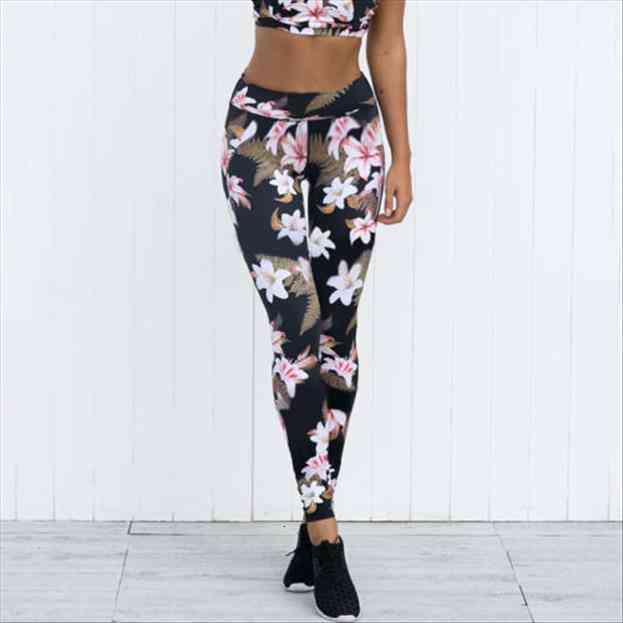 

women leggings ladies fitness leggings running gym exercise sporting trousers high waist print pant clothes, Black