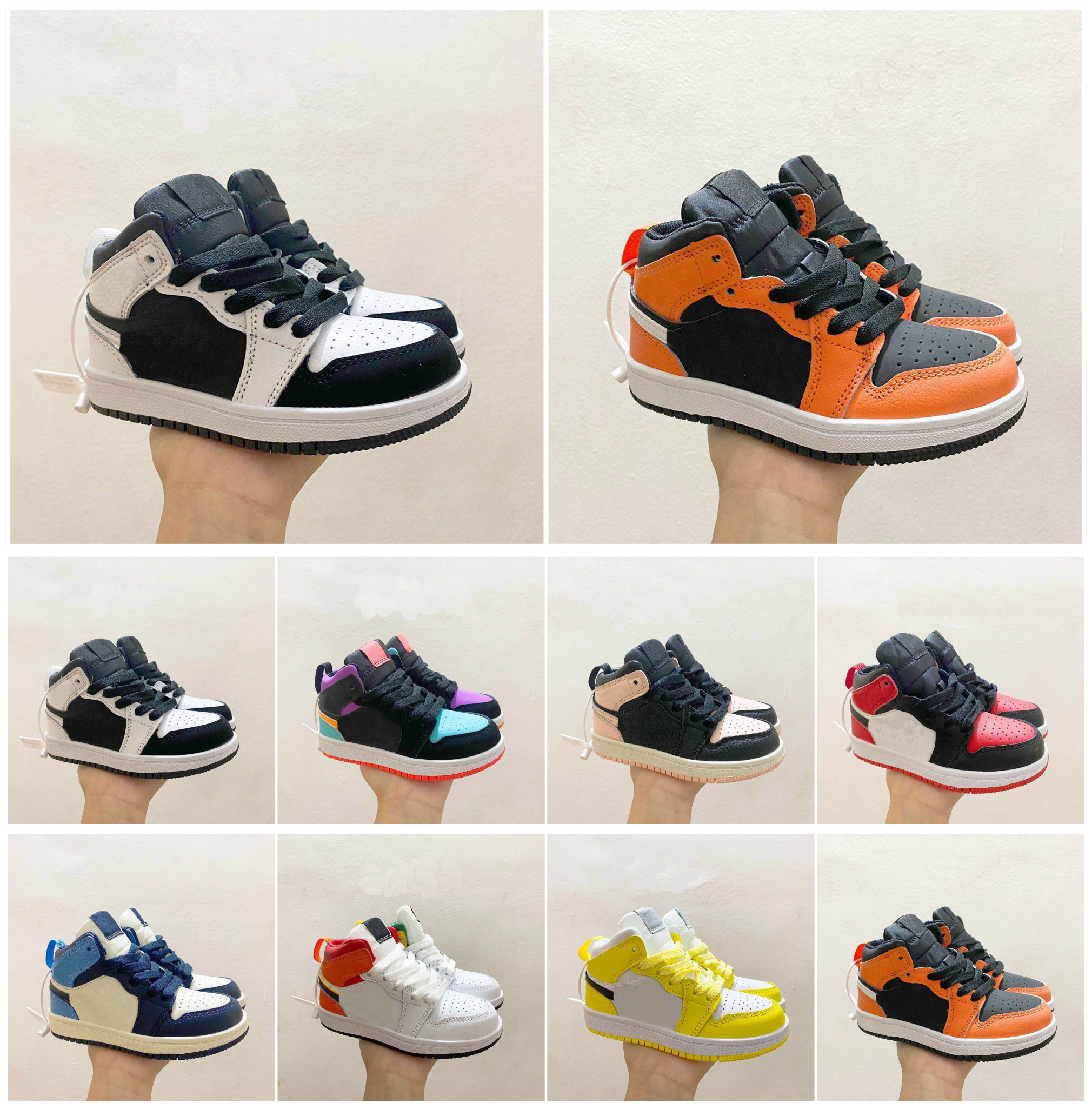 

Designer Kids 1 1s Shoes 2021 Popular Pine Green Game Royal Scotts Chicago Bred Basketball Sneakers For Boy Girl Children, Box