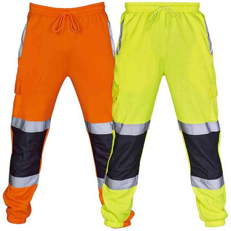 

Fashion Men Road Work High Visibility Overalls Casual Pocket Work Casual Trouser Pants Autumn Reflective Trousers H1223, Orange