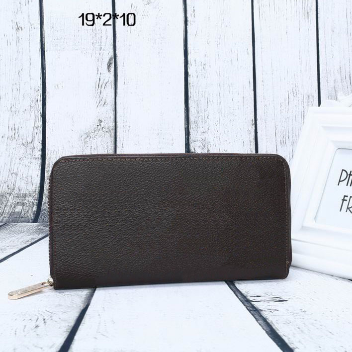 

Fashion Long Wallets Women Men Classic Designer Zipper Leather Purse Black White Brown Plaid Flower with Coin Purses Carteras l2161 High-Quality for Unisex