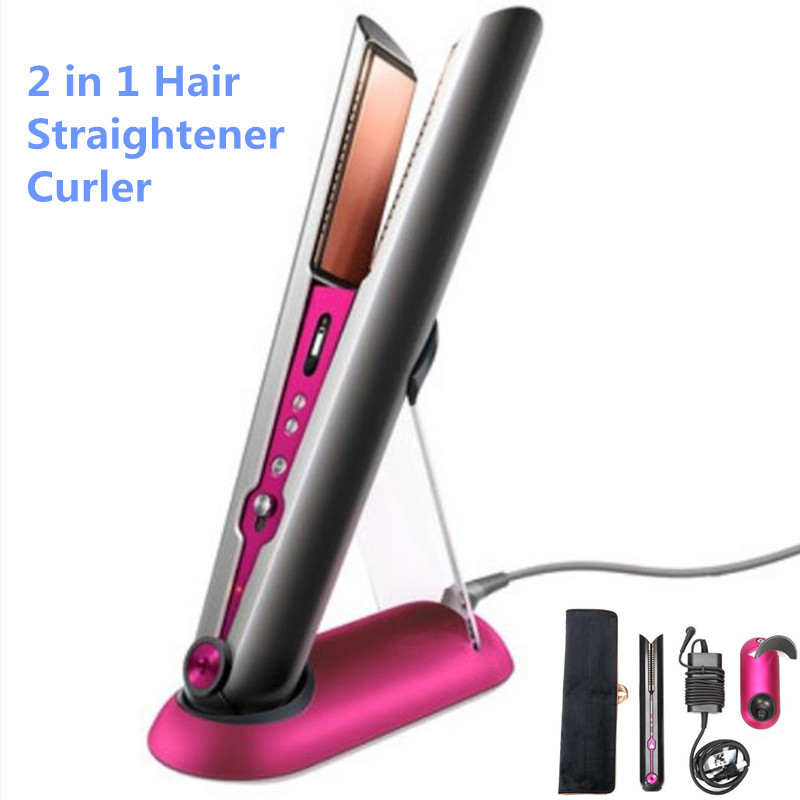

2021 2 in 1 Hair Straightener Curler Hairs Straighteners Fuchsia Color ship Sameday