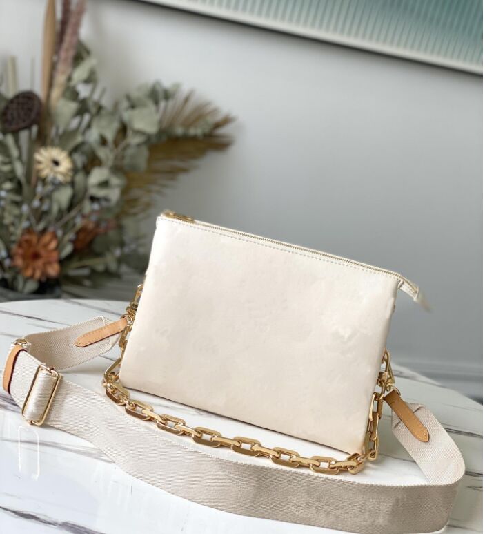 

Luxury Summer 2021 embossed puffy leather chain bag COUSSIN PM handbag fashion-forward shoulder bags cross-body with the strap top quality purse wallet, White