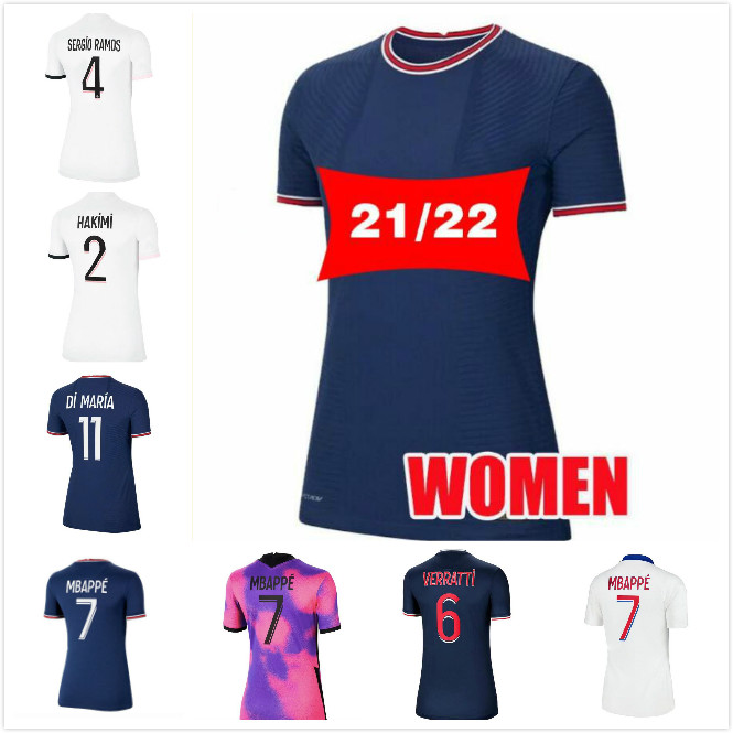 

WOMEN Paris messi SERGIO RAMOS Soccer Jerseys 2021 2022 fourth Home Away HAKIMI MBAPPE 21 22 football Shirt DI MARIA uniforms ICARDI VERRATTI