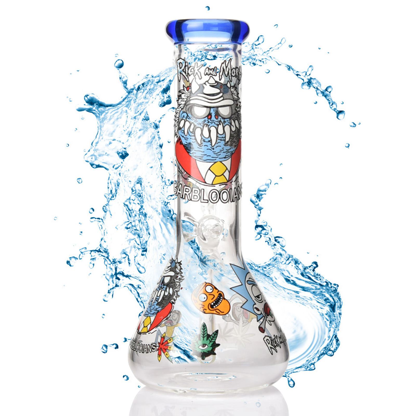 

Hookahs Beaker Bongs Glowing in The Dark Color Cartoon Spray Painting Thick Glass Bong Handmade Water Pipes for Smoking 7.7Inch