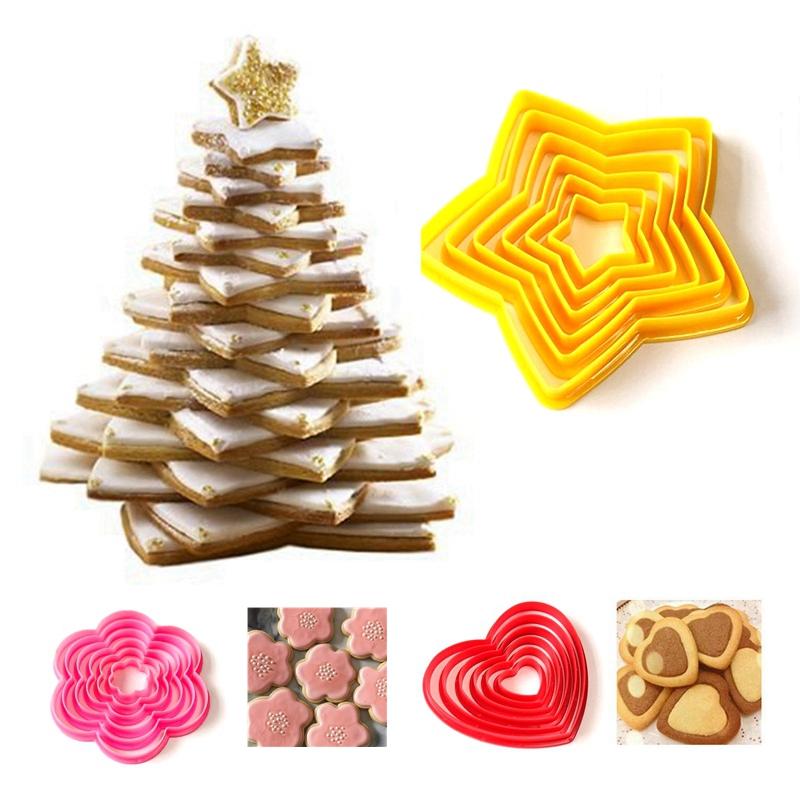 

Baking Moulds 3D Christmas Tree Cookie Mold Star Heart Shape Plum Biscuit Cutter Fondant Cake Decorating Mould Kitchen DIY Tools