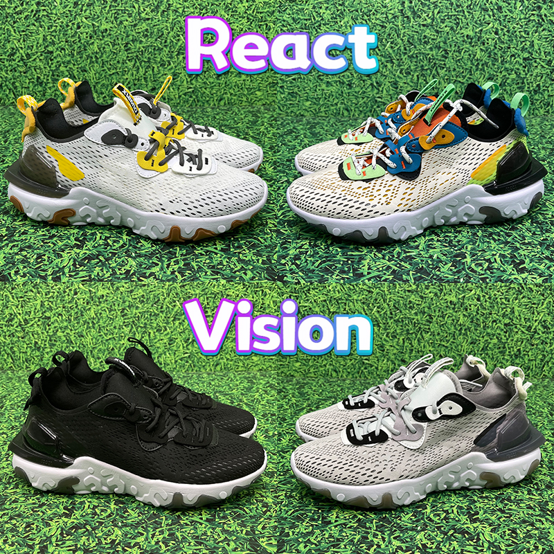 

Fashion react vision mens running Shoes Phantom black white vast grey light brown sail Honeycomb iridecent low men sneakers women trainers US 5.5-11, 10 bubble wrap packaging