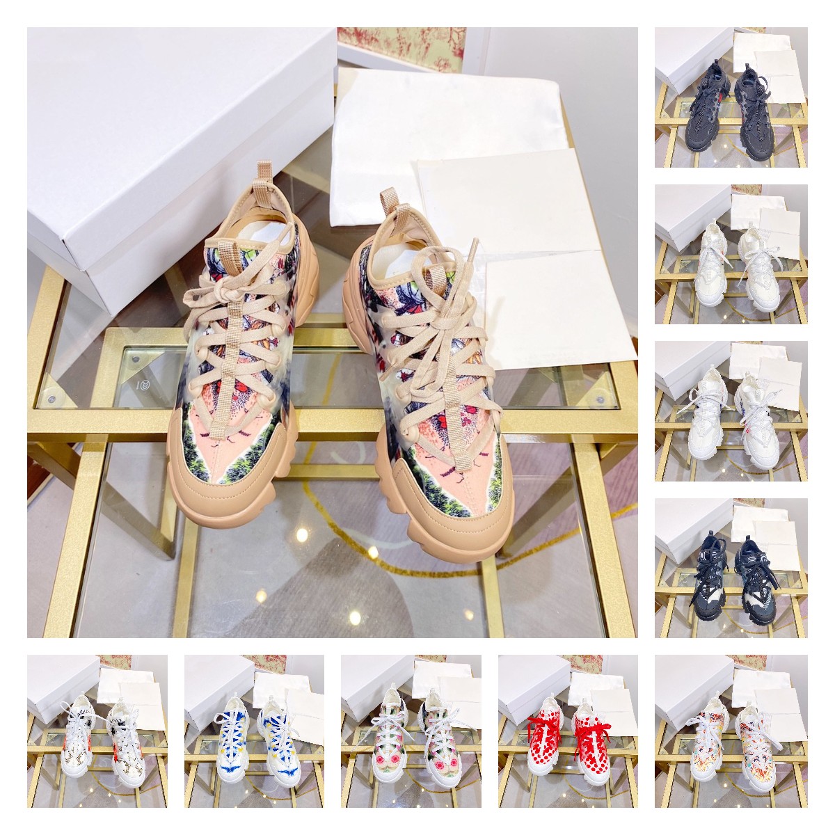 

2021 new fashion ladies D-CONNECT sports casual shoes size 35-41 with box Poker_star, Black