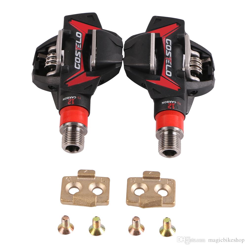 

Costelo XC 12 MTB Mountain bike Pedals Carbon Ti Tianium bicycle bike pedals with cleats only 264g, Black