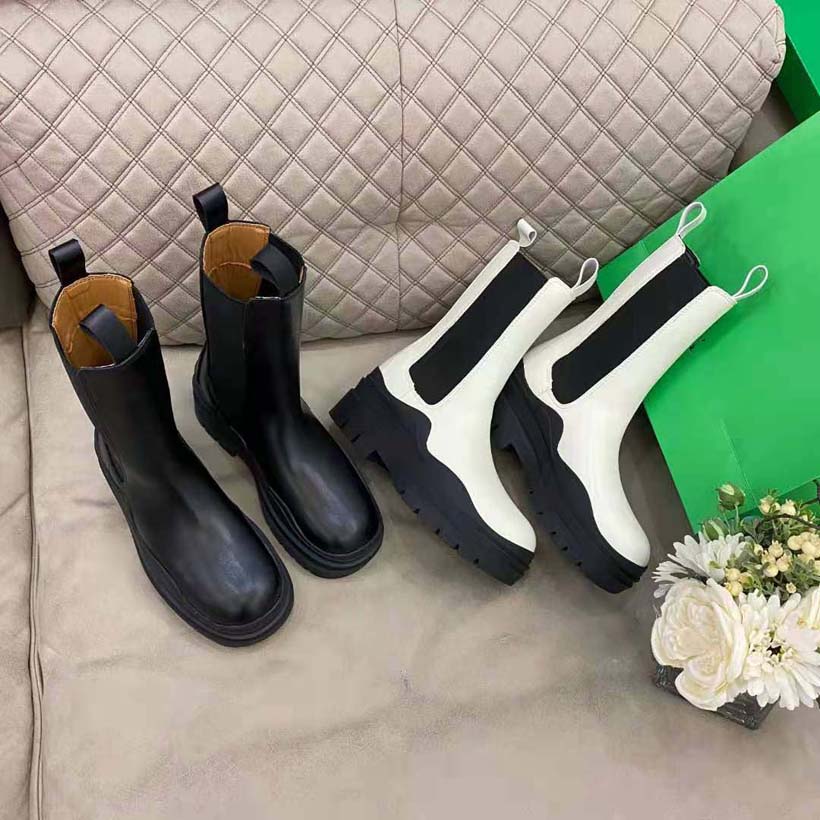 

Fashion Designer Boots Ankle boot Martin Chaelsea Booties Brown Cowhide Lining Green Box Packaging Thick Bottom Height 5.5 cm Black and white Luxury Shoes, #28