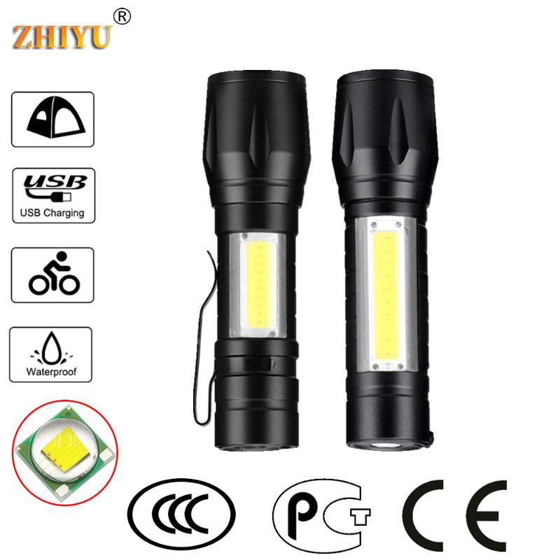 

Flashlights Torches Portable USB Rechargeable Led Torch Lighter Q5+COB Lamp Pocket Lantern Waterproof Outdoor Camping Light Bike