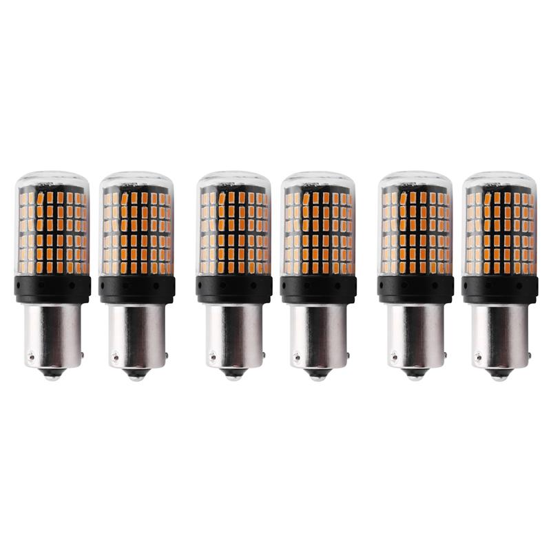

Emergency Lights 6Pcs Super Bright No Hyper Flash 1156 Canbus Car LED Light BAU15S P21W 144Smd 3014 Chips Turn Signal Tail