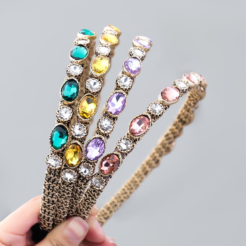 

Hair Clips & Barrettes 2021 Metal Geometric Glass Imitation Pearl Flower Headband Women's Creative Hairband Party Accessories, Golden;silver