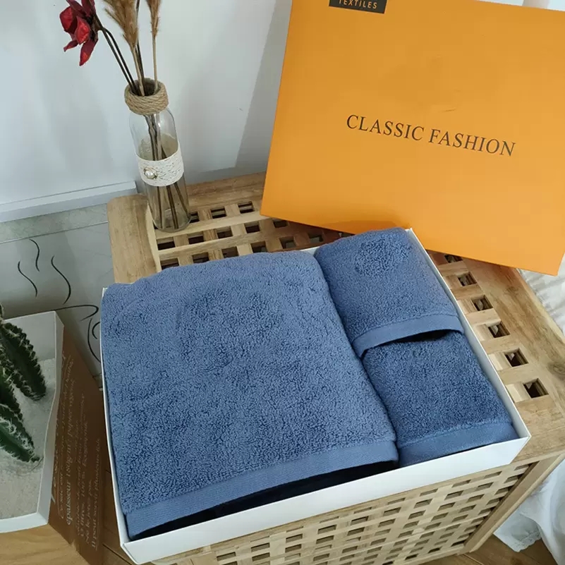 

Bath Towel  set classic letter Printed Bathroom supplies kerchief hand face Home Hotel cotton Towels Gift Sets, As pic
