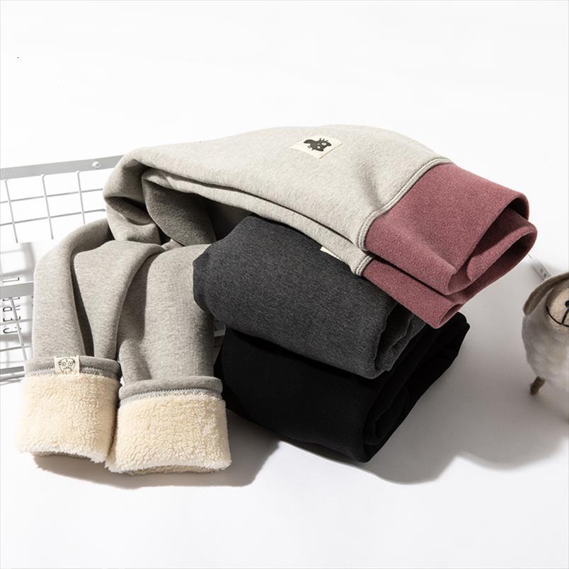 

winter warm cotton womens legging plus size thickened velvet push up out wear high waist pants, Black