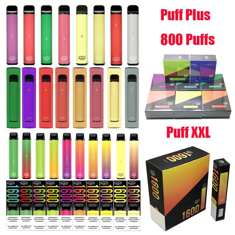 

Puff Plus XXL Disposable Vape Pod Electronic Cigarette 800 1600 Puffs Vapor Device 550 1000 mAh Battery Kit Prefilled Cartidge E Cigs