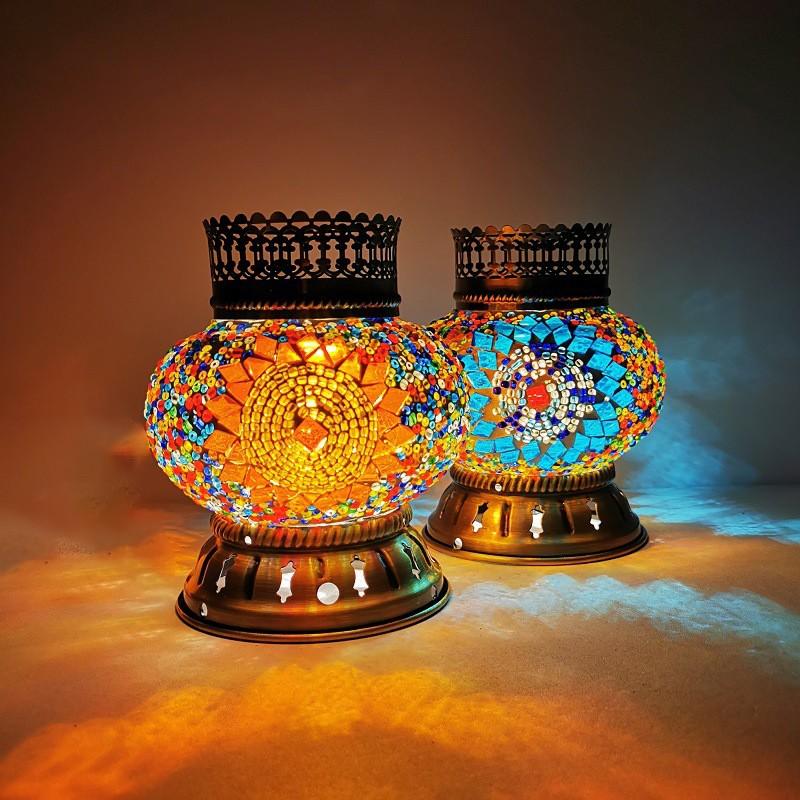 

Table Lamps Morocco Turkish Mosaic Lamp Handmade Stained Glass Bedroom Battery Operated And Switch LED Wireless Night