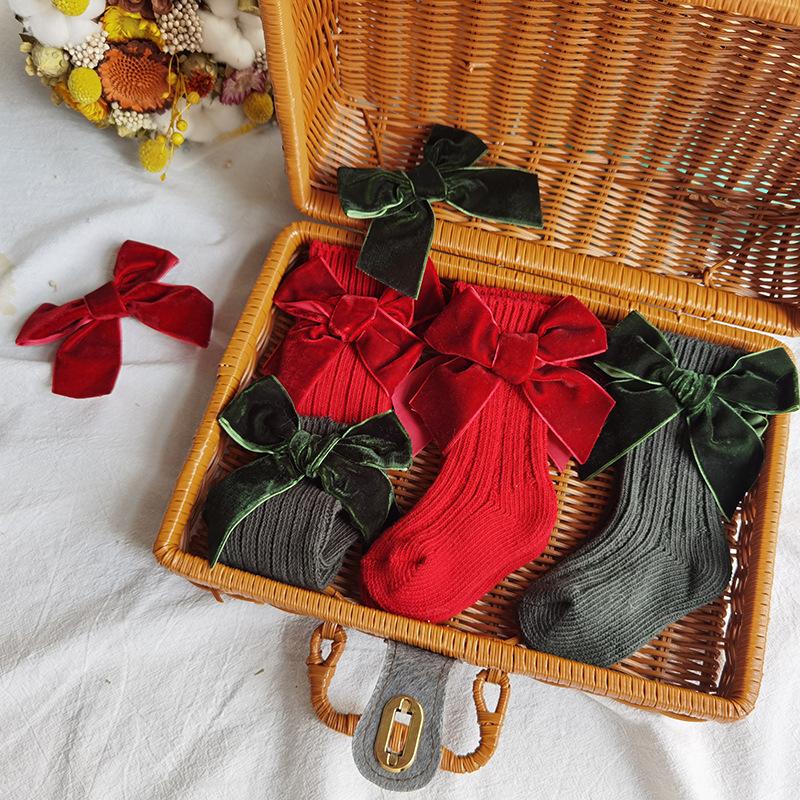 

Socks Infant Baby Spanish Girls Knee High Stockings ,born Child Bow Knot Solid Cotton Thick, Autumn Winter Christmas Warm Red Stoc, White