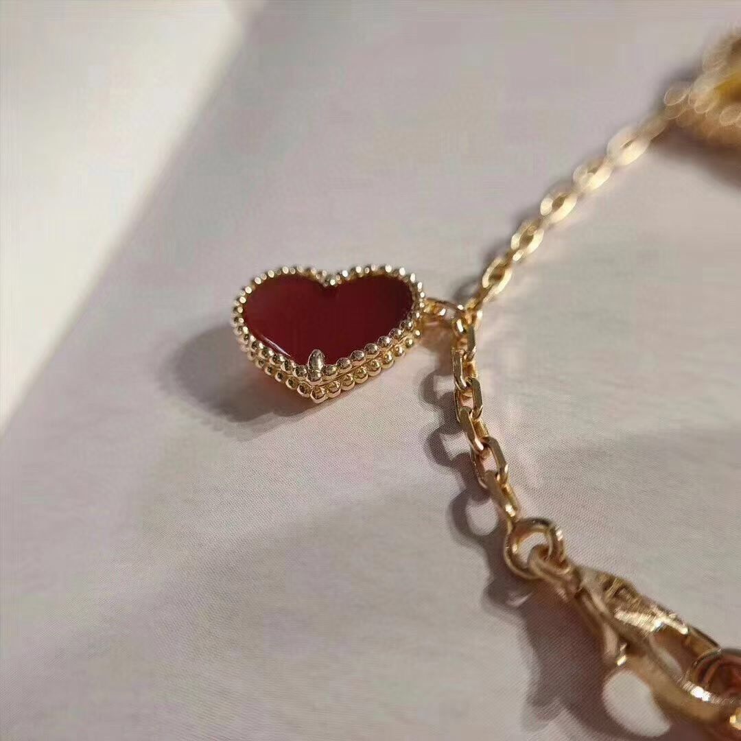 

V gold material charm bracelet with leaf flower butterfly shape and nature shell malachite red agate for women wedding jewelry gift have stamp PS4023