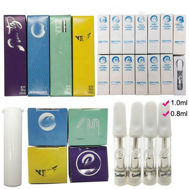 

Cookies Glass Carts Atomizer Ceramic Coil High Flyer Premium Sauce Vape Cartridges 0.8ml 1.0ml Empty 510 Thread Thick Oil Cartridge Packaging Vaporizer
