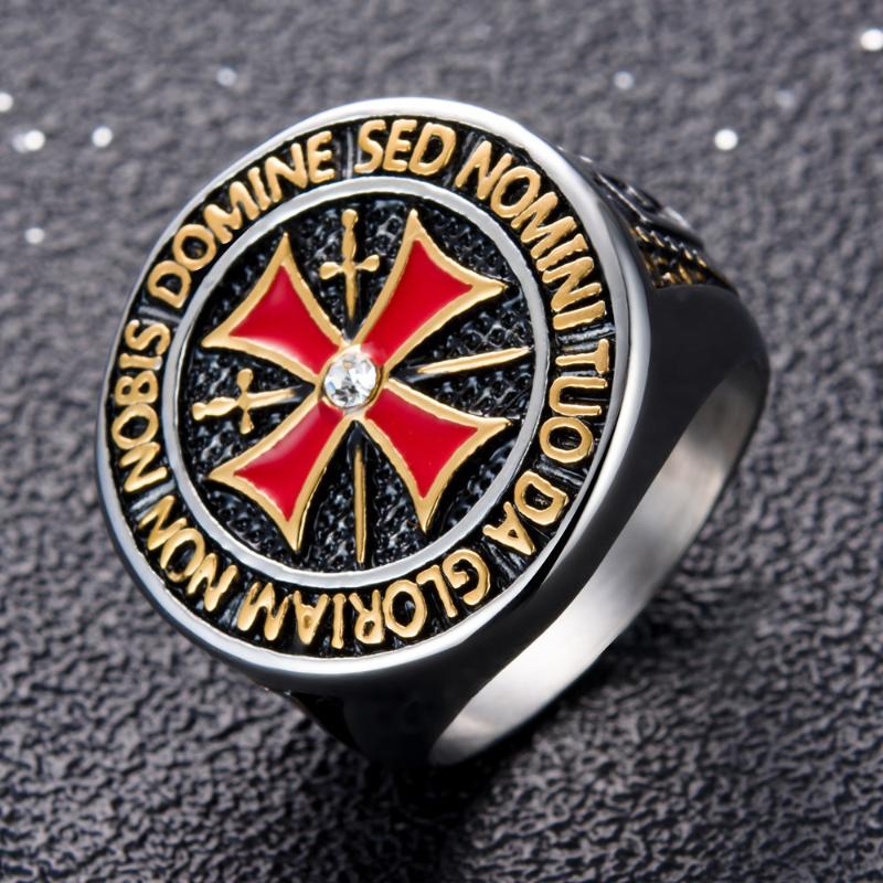 

Cluster Rings Stainless Steel Cross Ring Crusader Templar Punk Jewelry For Men Boys 2 Colors