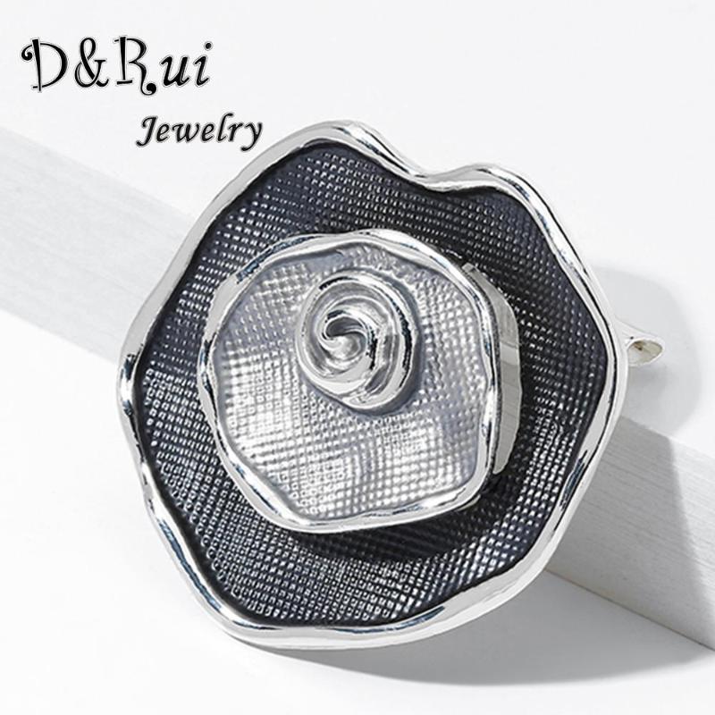 

Pins, Brooches D&Rui Jewelry Rose Pins Fashion Enamel Flower Big Design Brooch For Woman Brand Women Coat Year Gifts Alloy Pin, Gray