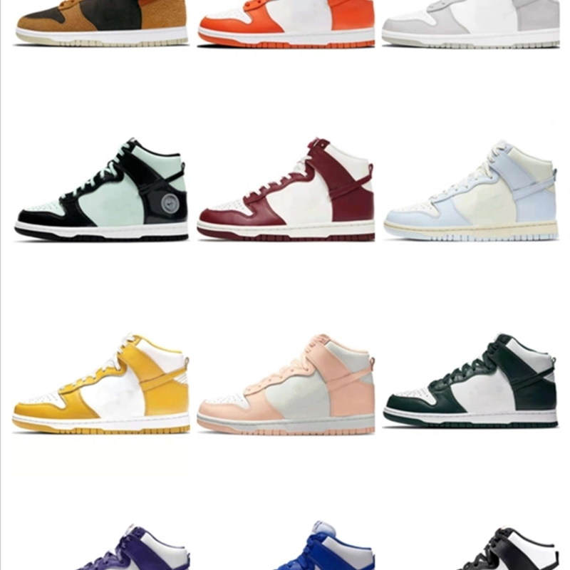 

2021 Dunk High Skateboard Shoes Orange Blaze Spartan Barely Green Dark Sulfur Crimson Tint Football Vast Grey Curry Team Red Varsity Purple, Black