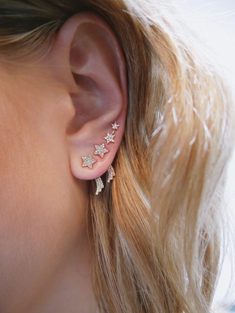 

Micro Pave Cz 925 Sterling Silver Shooting Star Earring For Girl Women Fine Trendy Gorgeous Jewelry Design Stud, Golden;silver