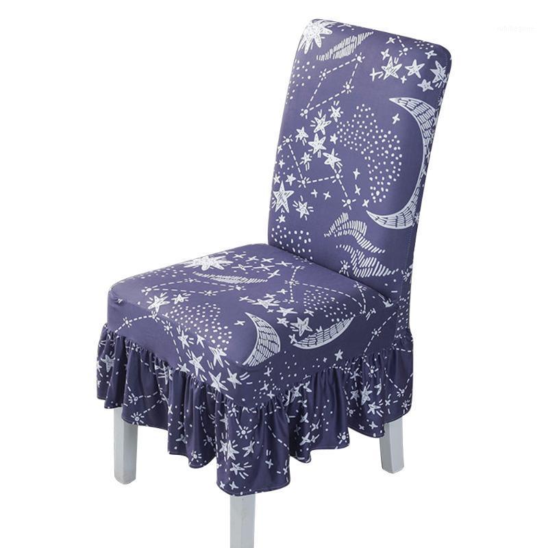 

Floral Printing Wedding Party Ruffled Hem Super Stretch For Banquet Dining Chair Cover Flounced Coverings Elastic Protection Covers