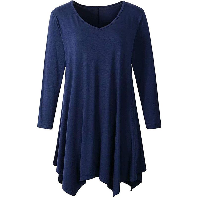 

Plus Size T-Shirt 5XL 6XL T Shirts Women V Neck Three Quarter Sleeve Solid Casual Blouse Loose Oversized Irregular Long Tops, Black